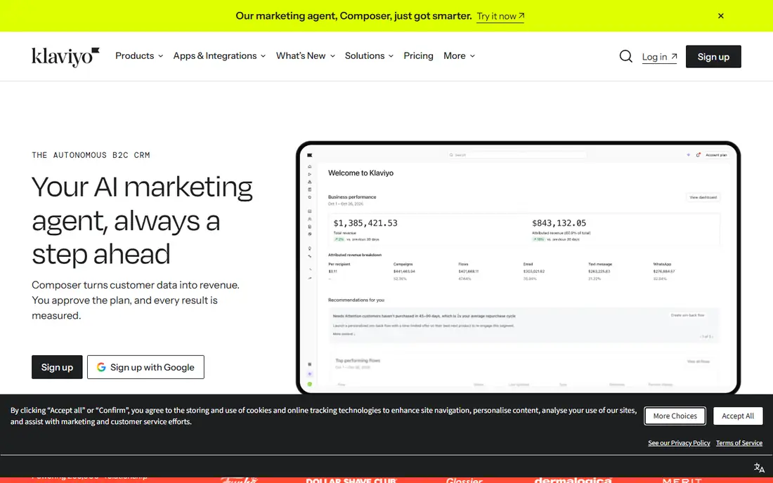 Klaviyo AI homepage