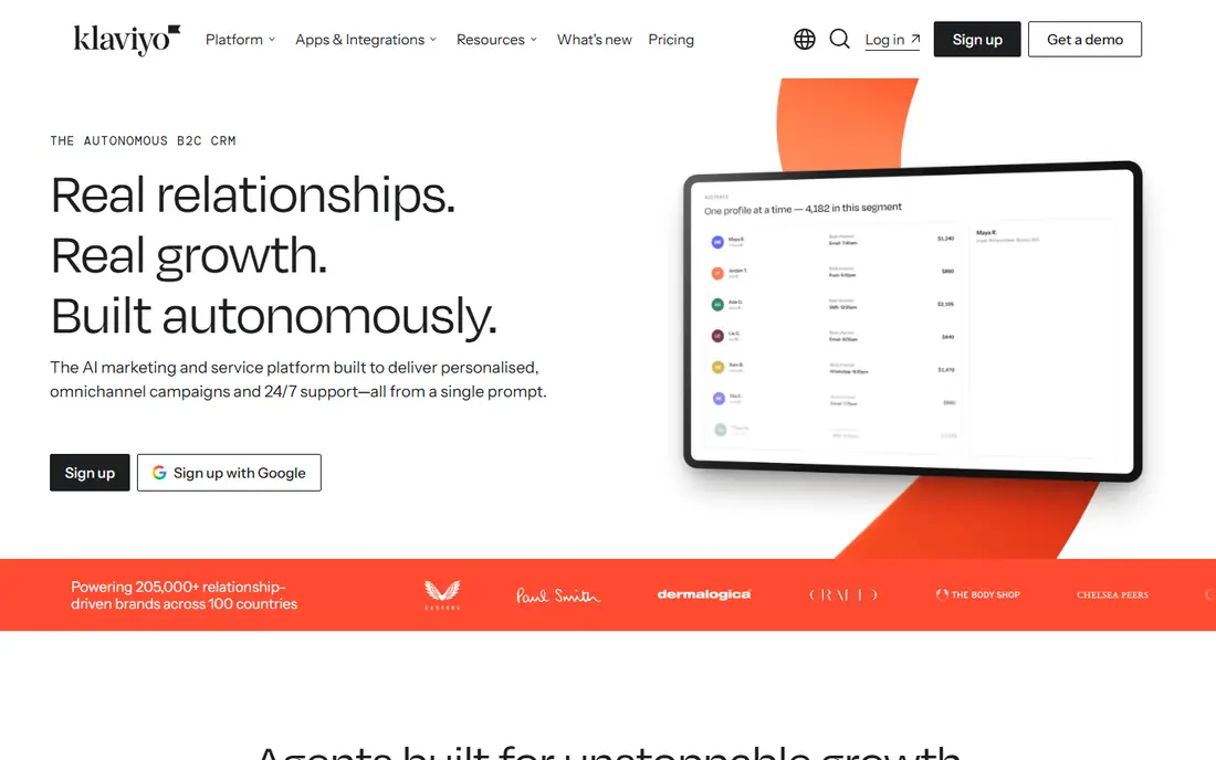 Klaviyo homepage
