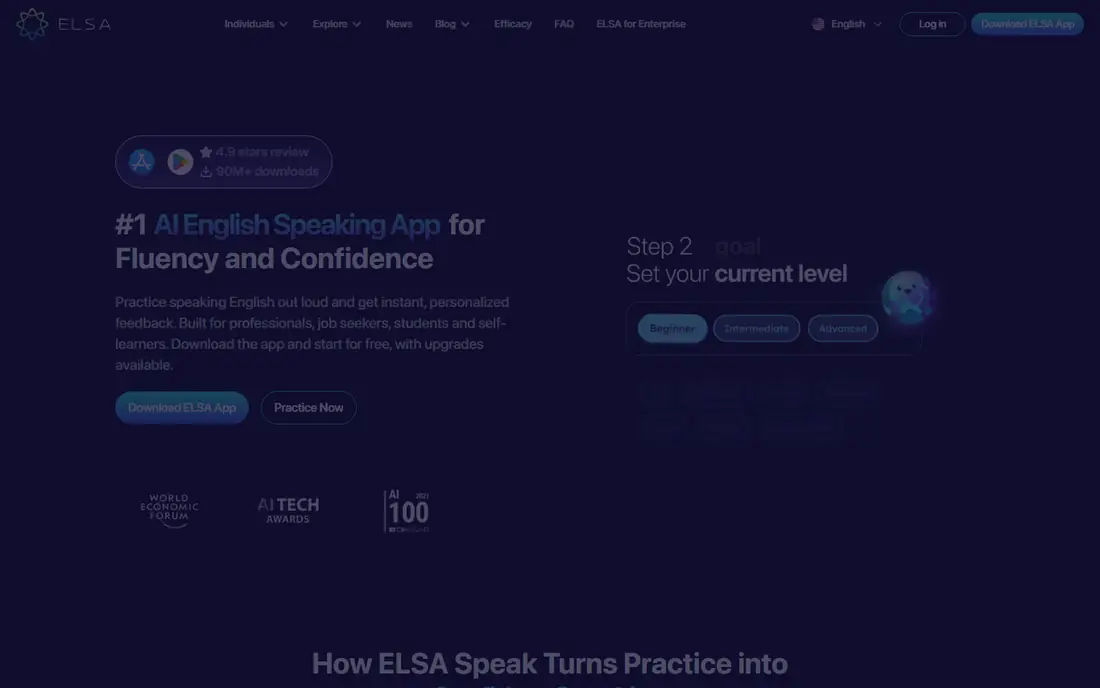 ELSA Speak homepage