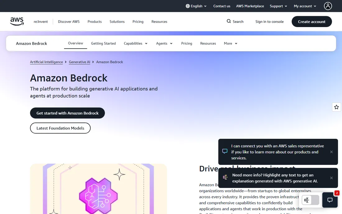 Amazon Bedrock homepage