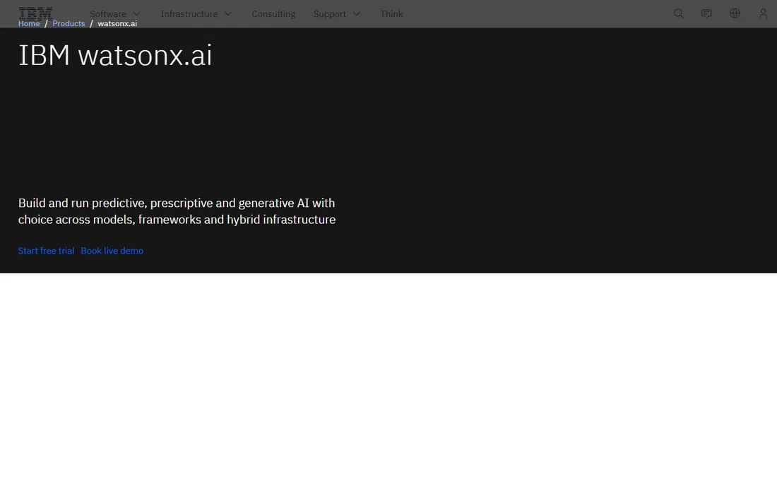 IBM watsonx homepage