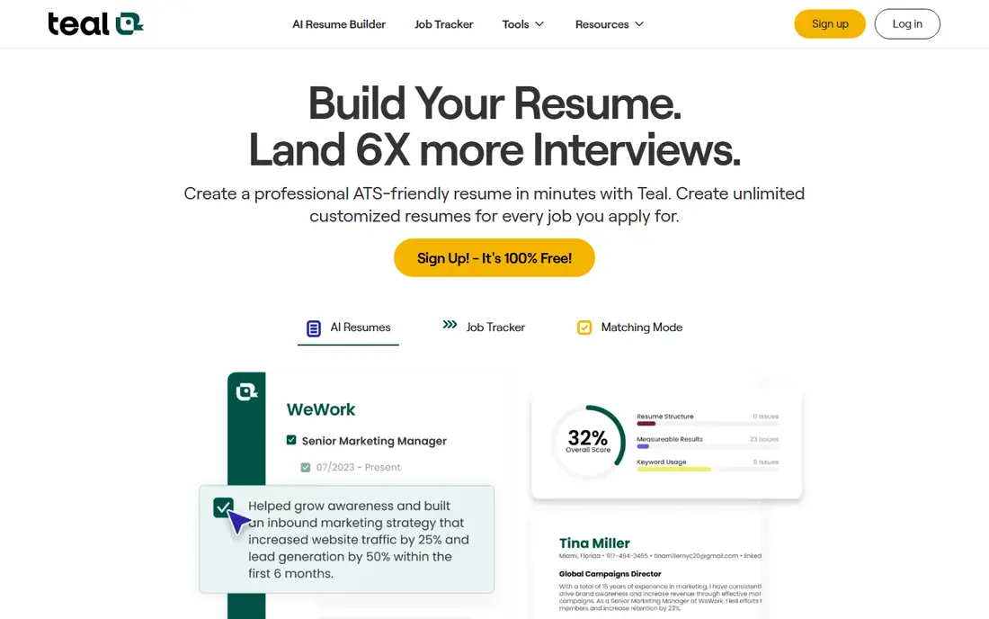 Teal homepage