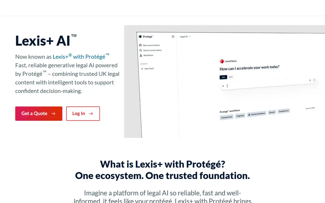 Lexis+ AI homepage