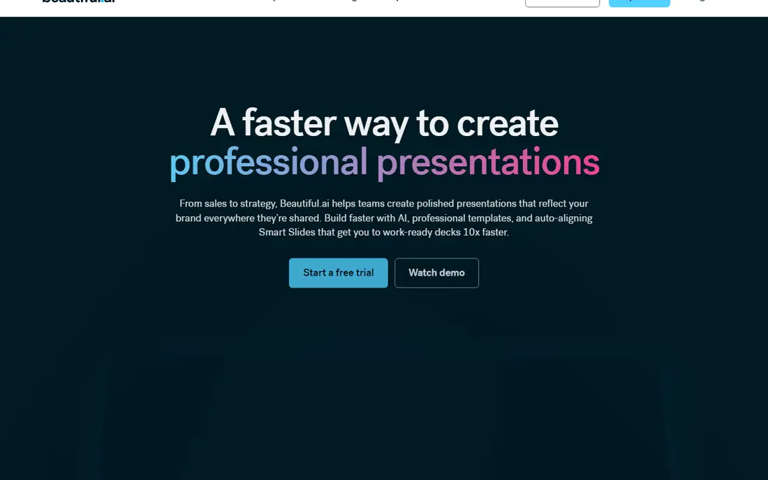 Beautiful.ai homepage