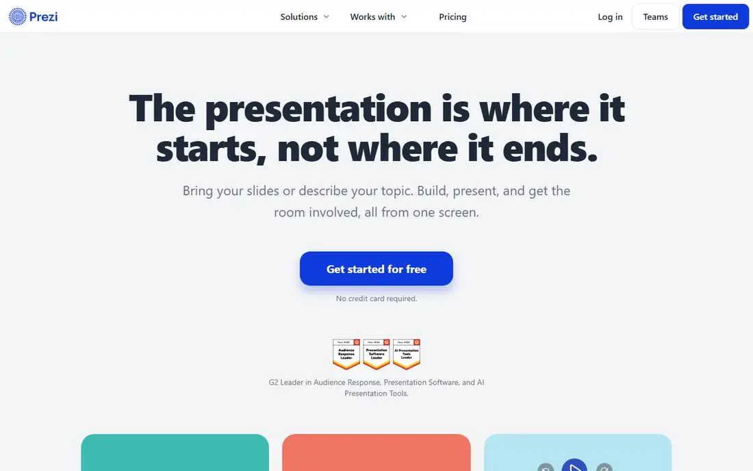 Prezi homepage
