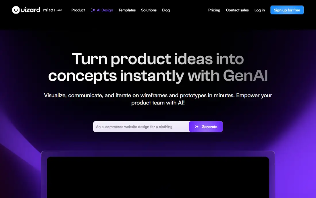 Uizard homepage
