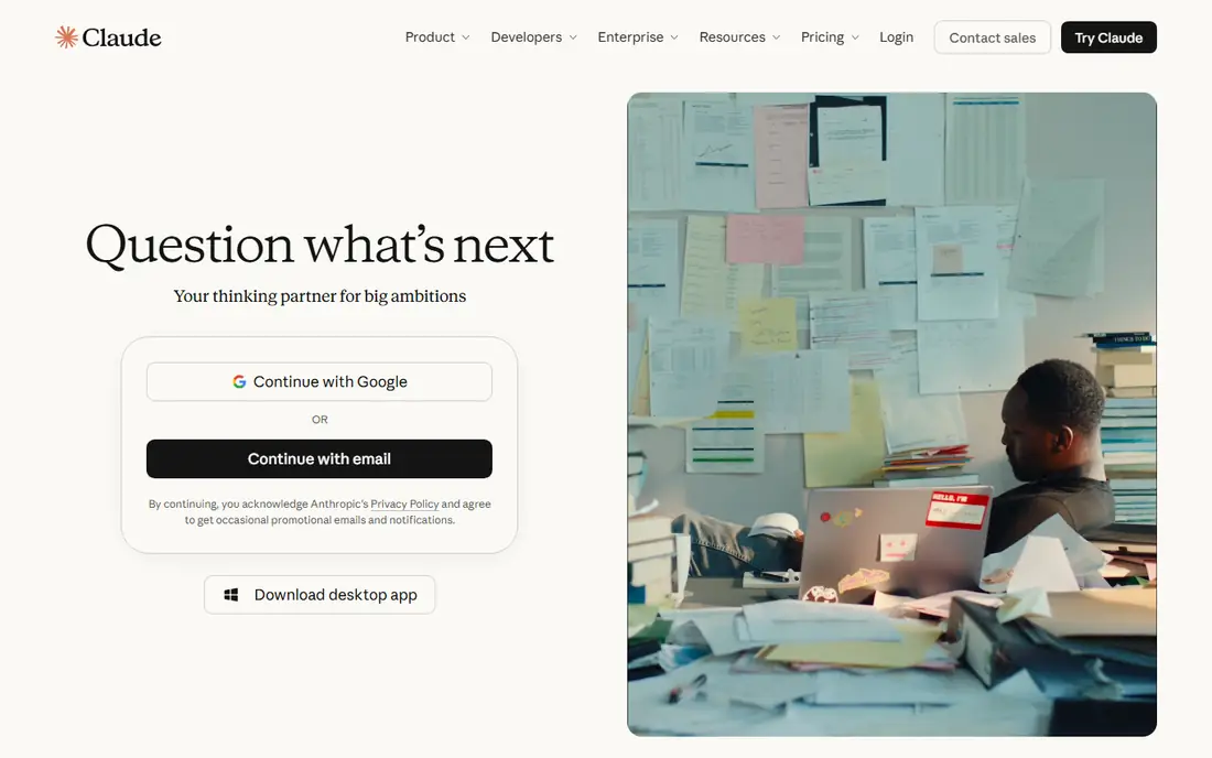 Claude homepage