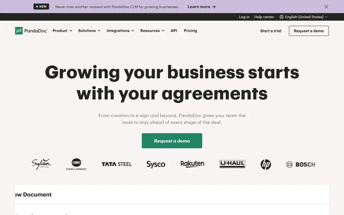 PandaDoc homepage
