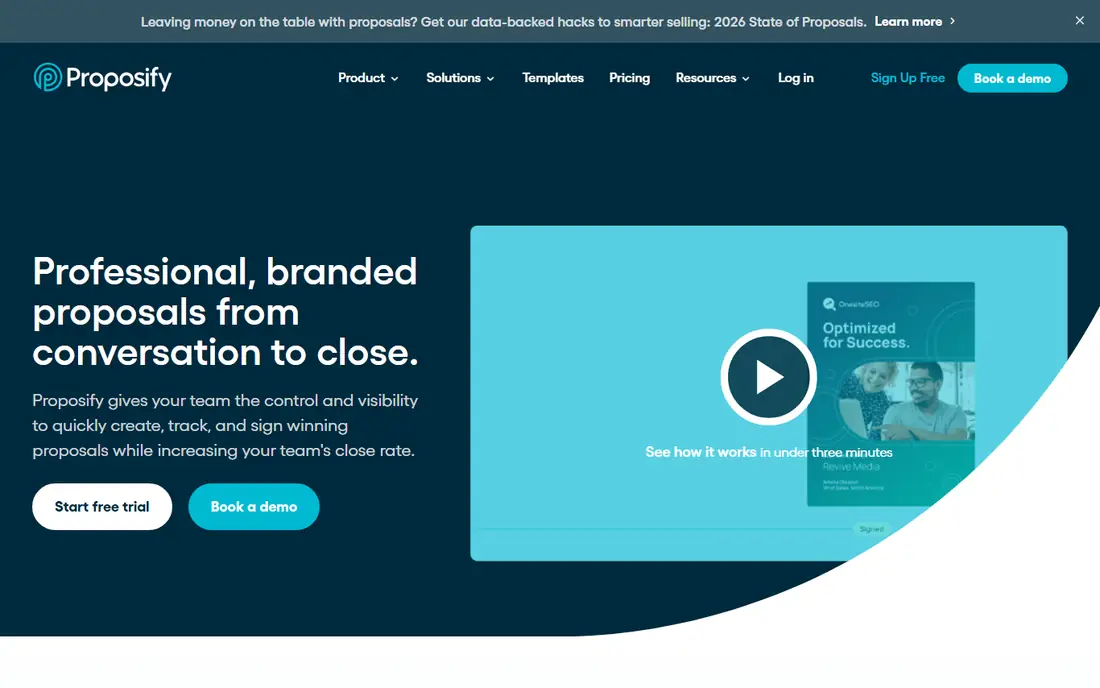 Proposify homepage