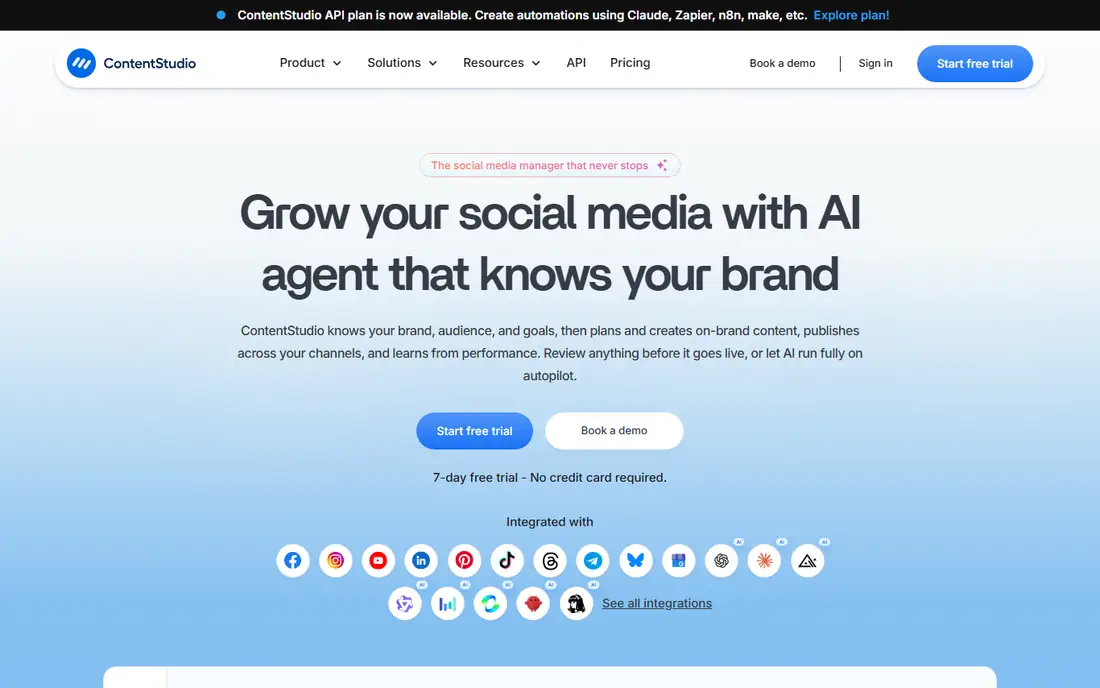 ContentStudio homepage