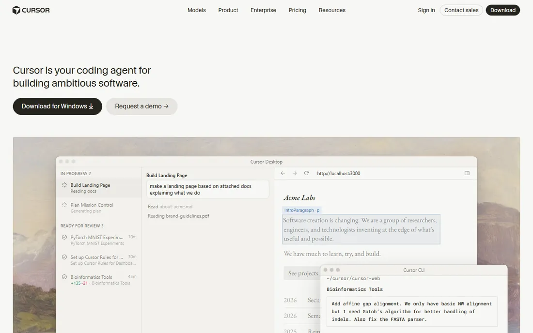 Cursor homepage