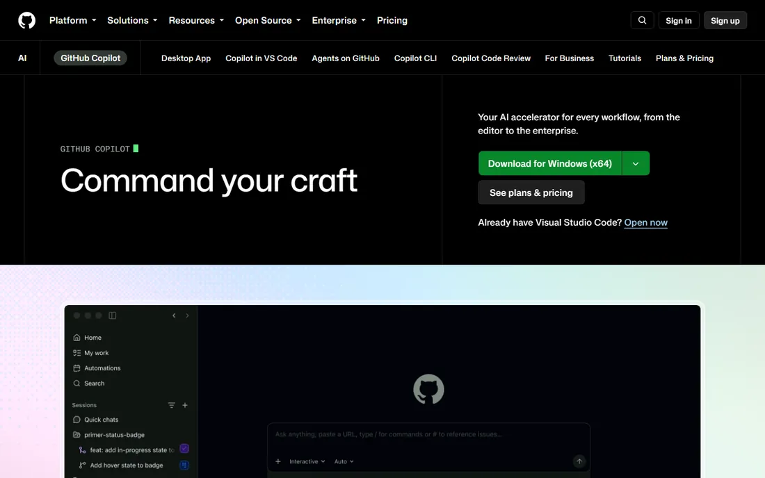GitHub Copilot homepage