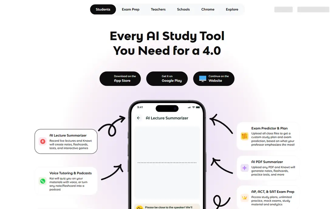Knowt homepage