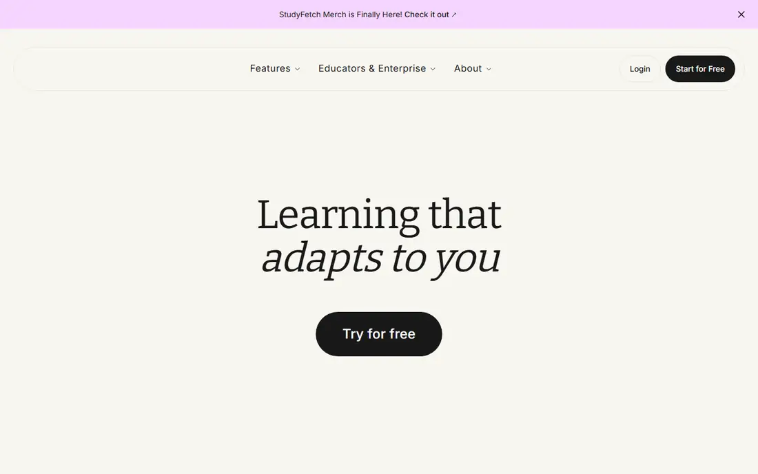 StudyFetch homepage