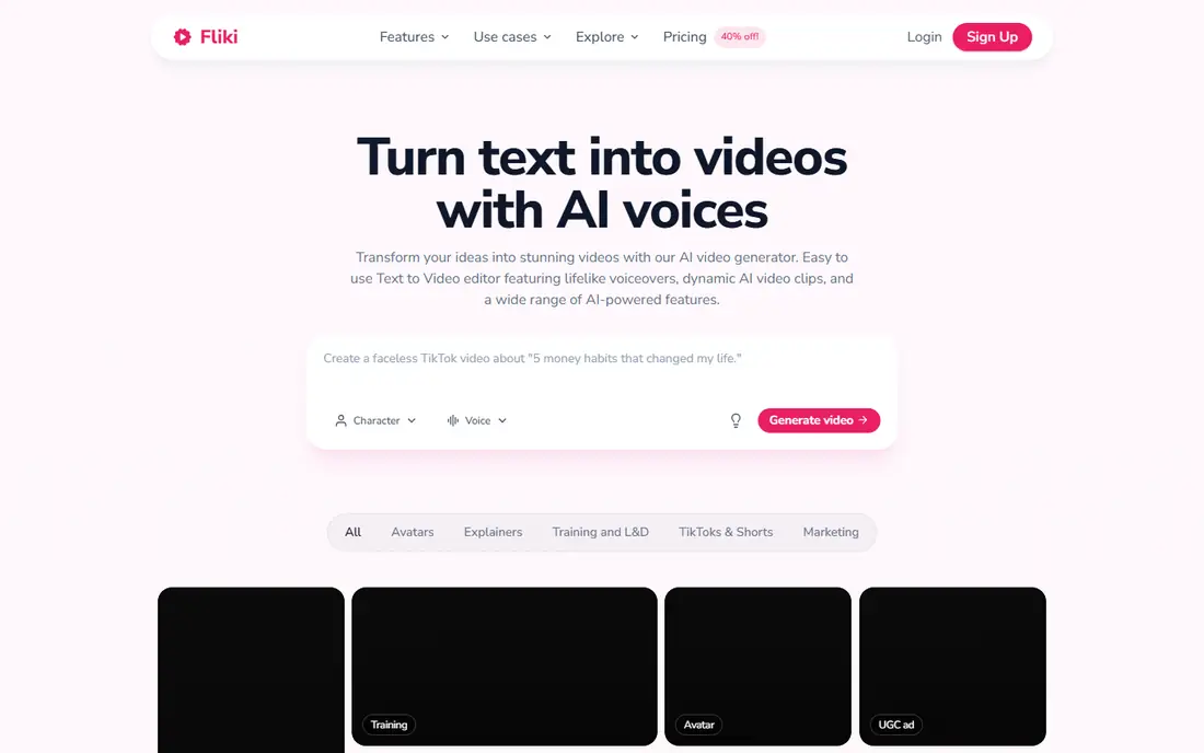Fliki homepage