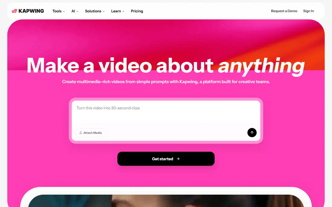 Kapwing homepage