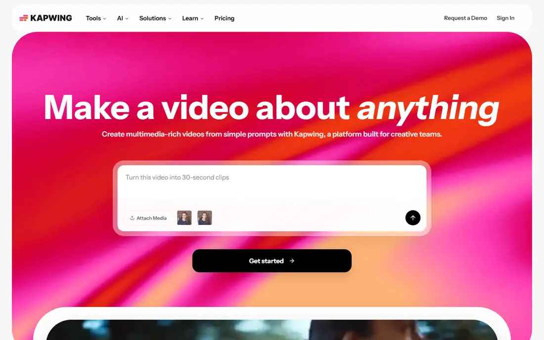 Kapwing homepage