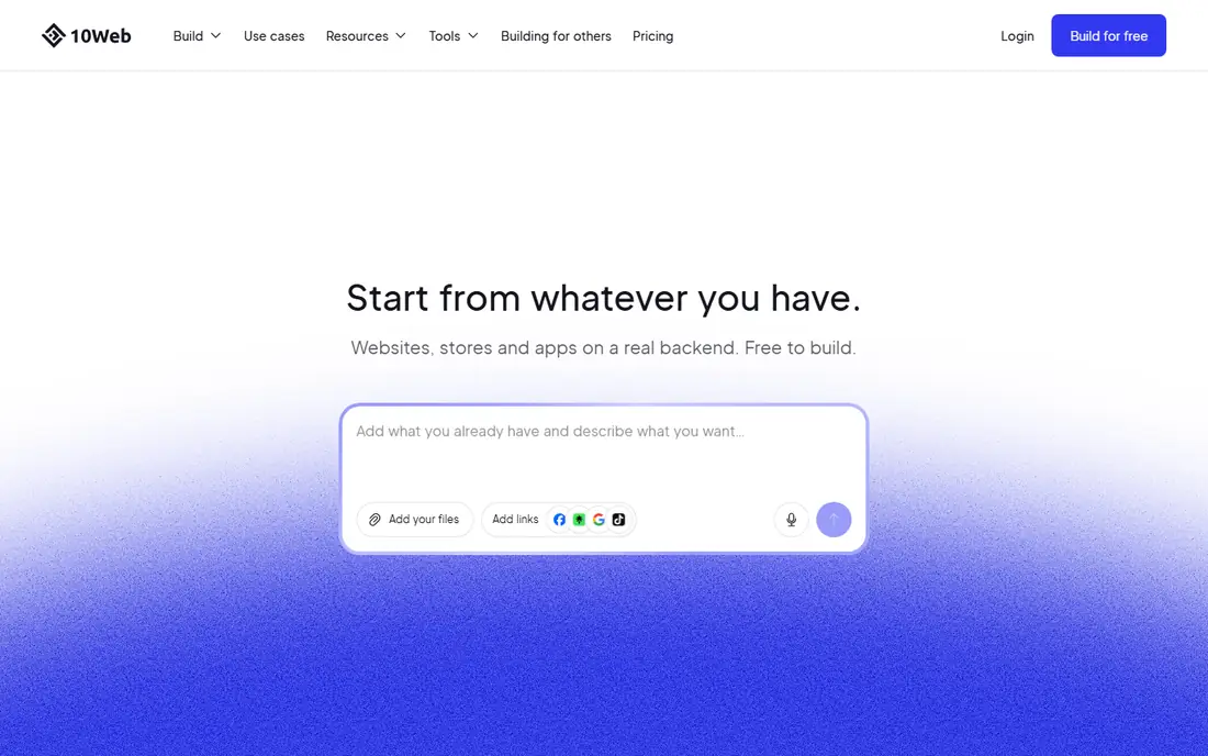 10Web homepage