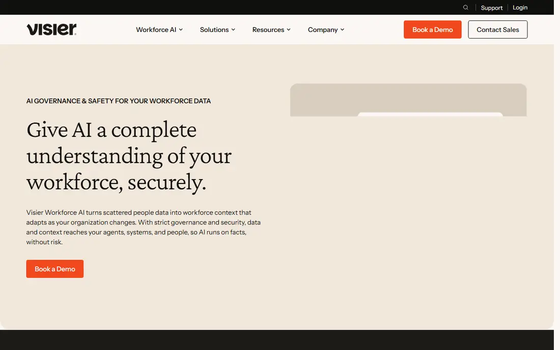 Visier homepage