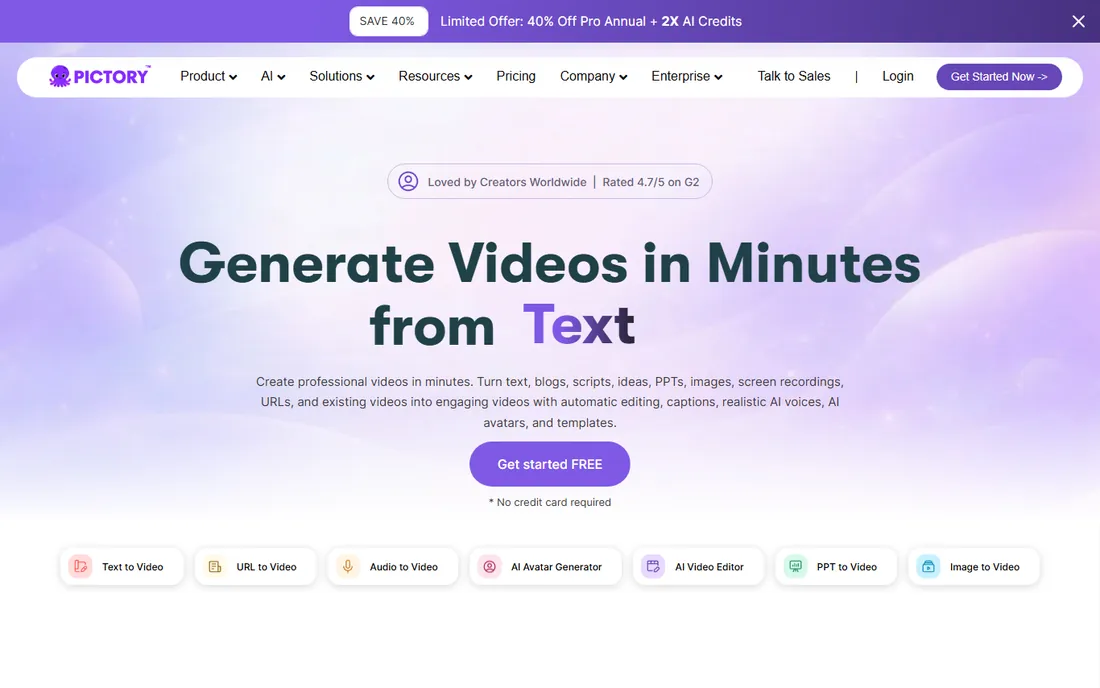 Pictory homepage