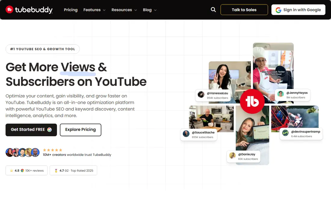 TubeBuddy homepage