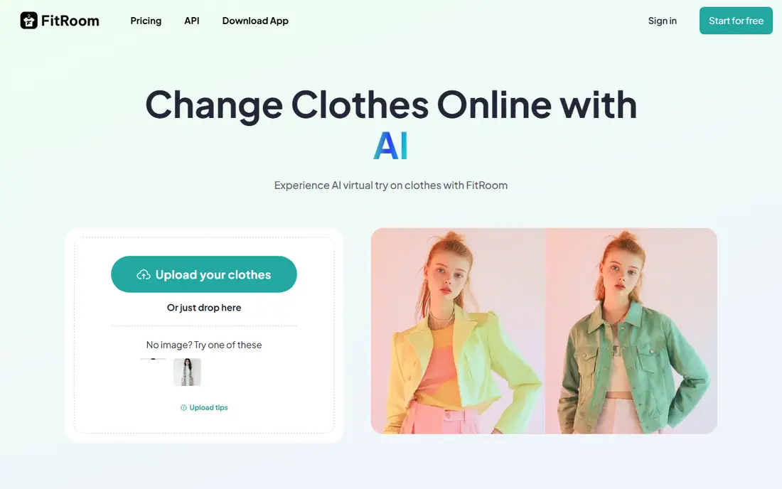 FitRoom homepage