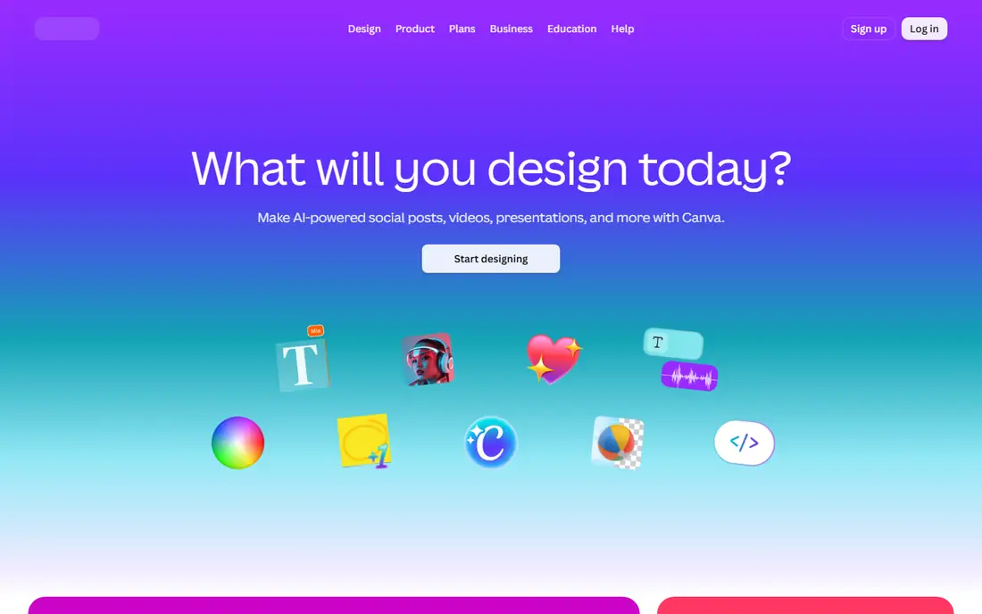 Canva homepage