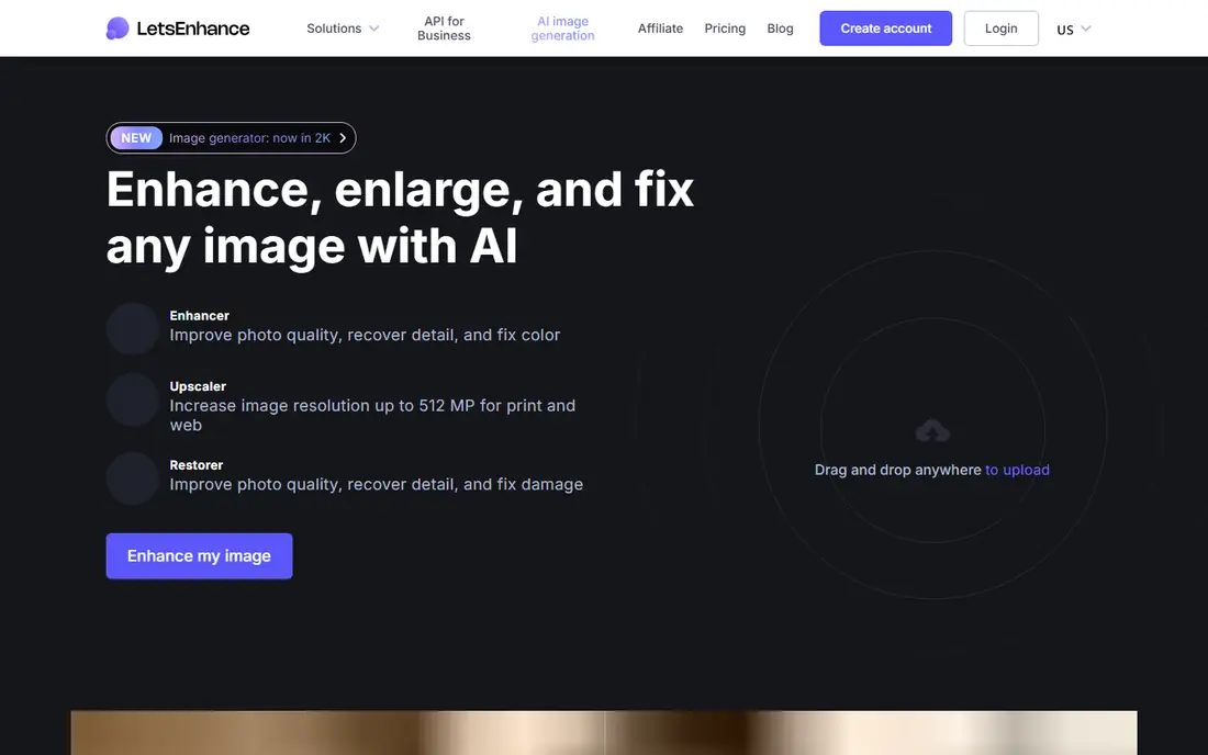 LetsEnhance homepage
