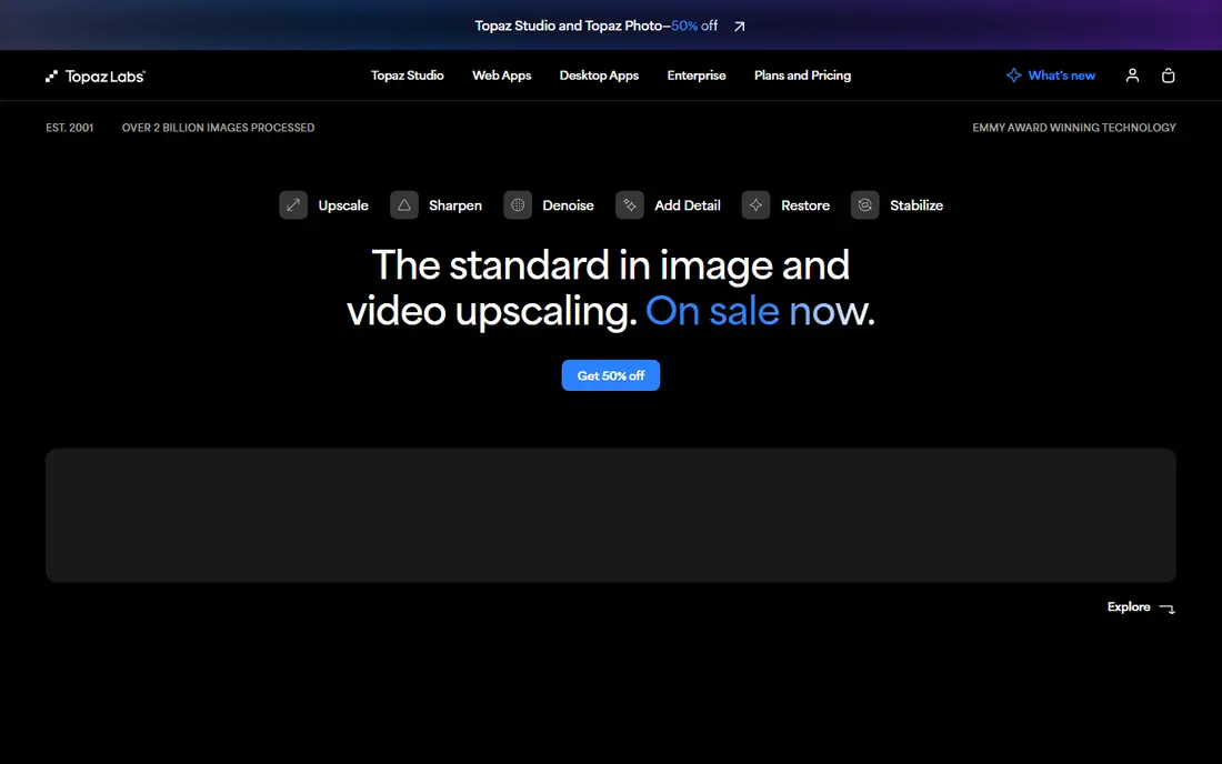 Topaz Photo AI homepage
