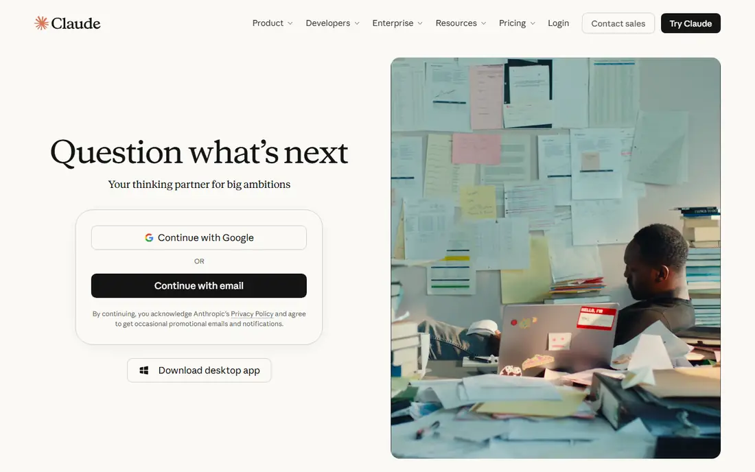 Claude homepage