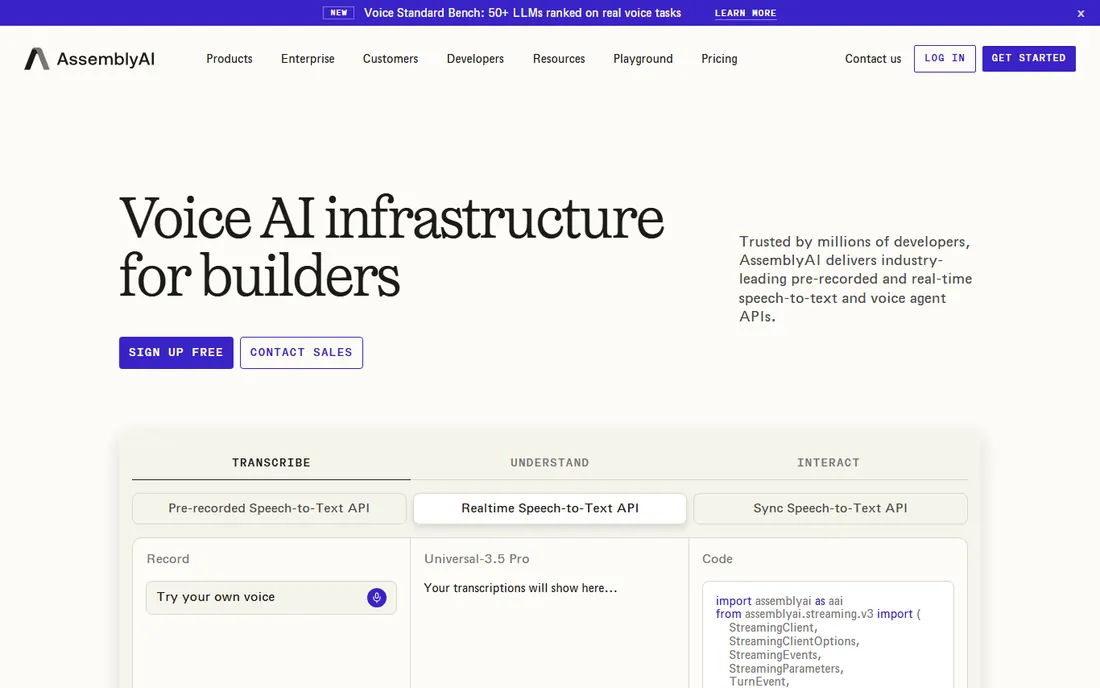 AssemblyAI homepage
