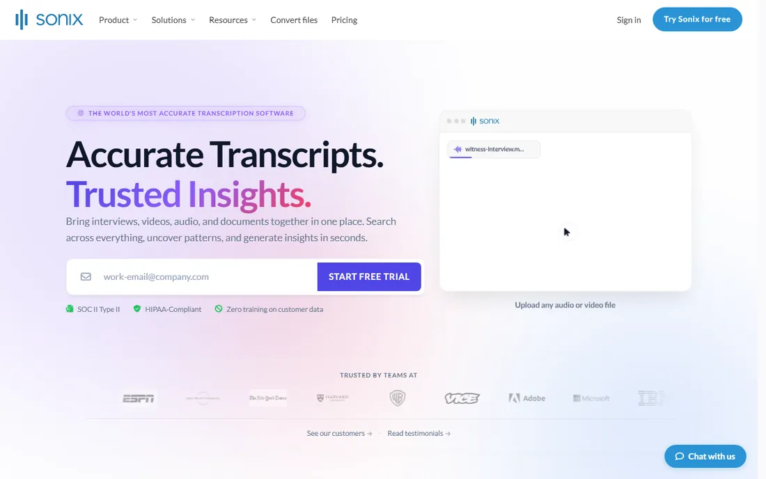 Sonix homepage