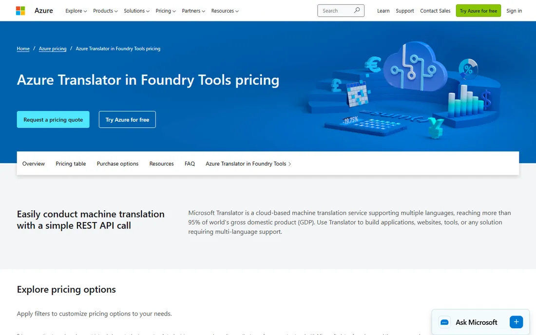 Microsoft Translator homepage