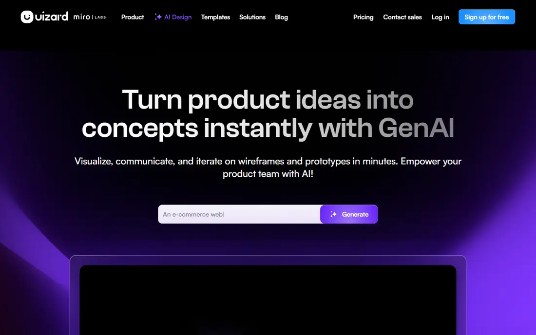 Uizard homepage