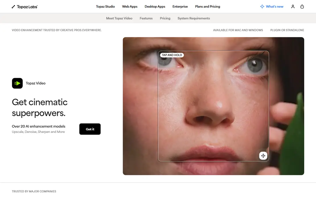 Topaz Video homepage