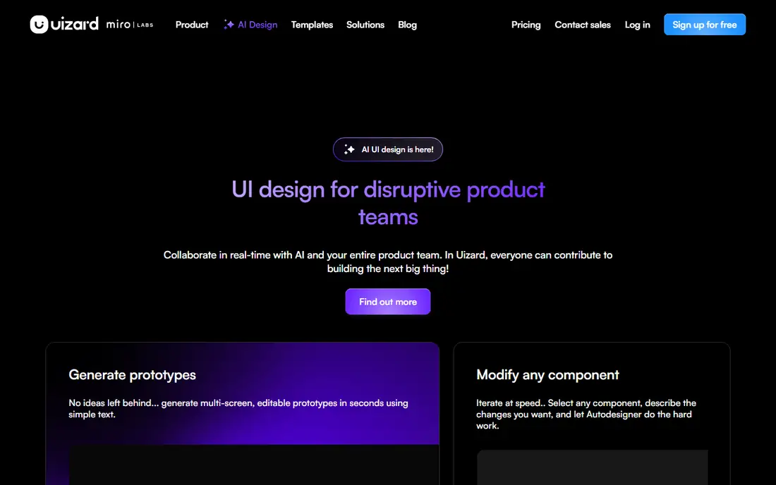Uizard homepage