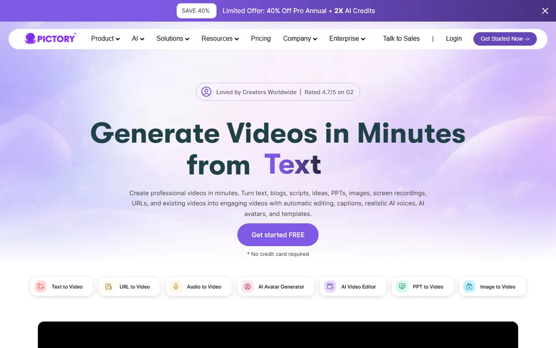 Pictory homepage