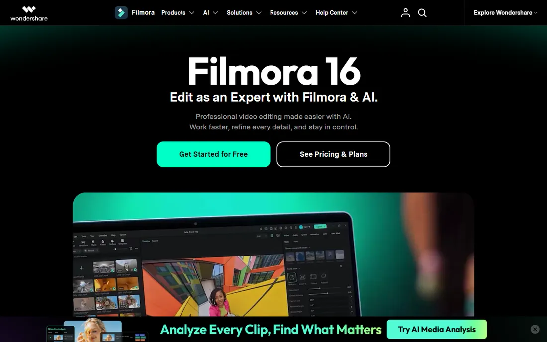 Filmora homepage