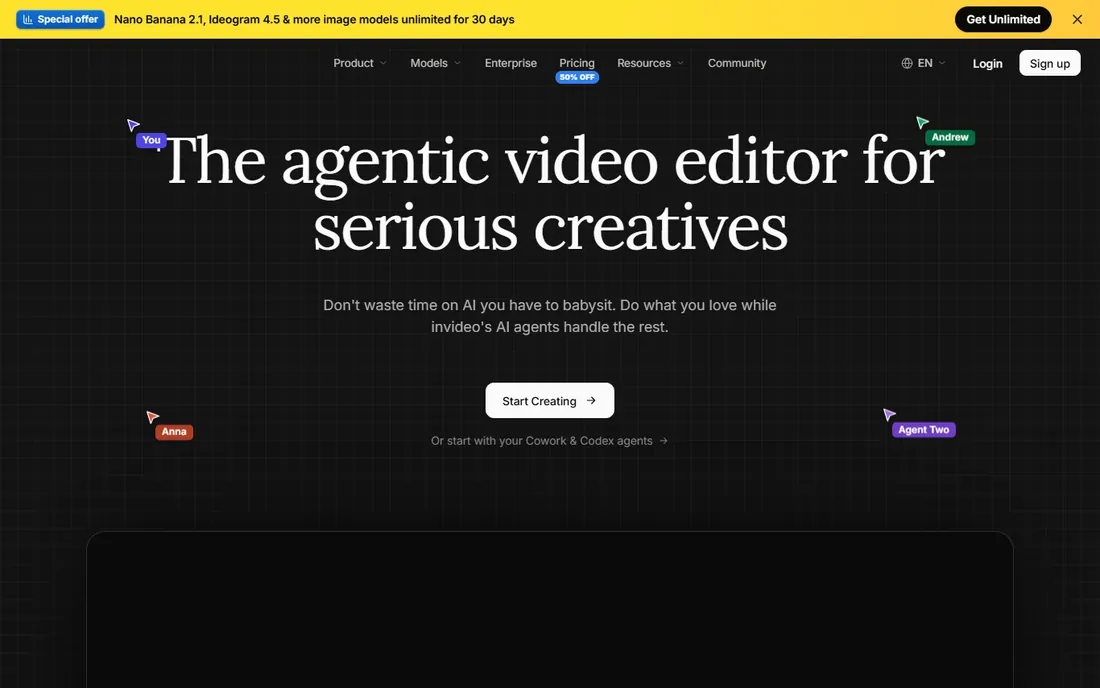 InVideo homepage