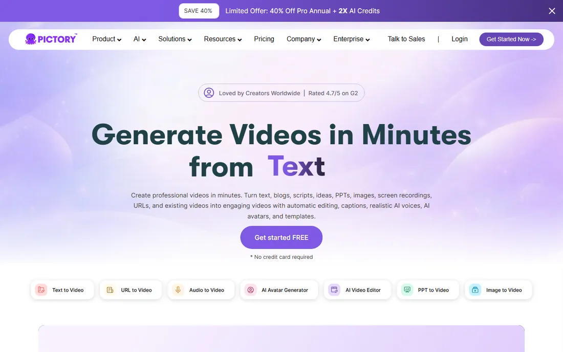 Pictory homepage
