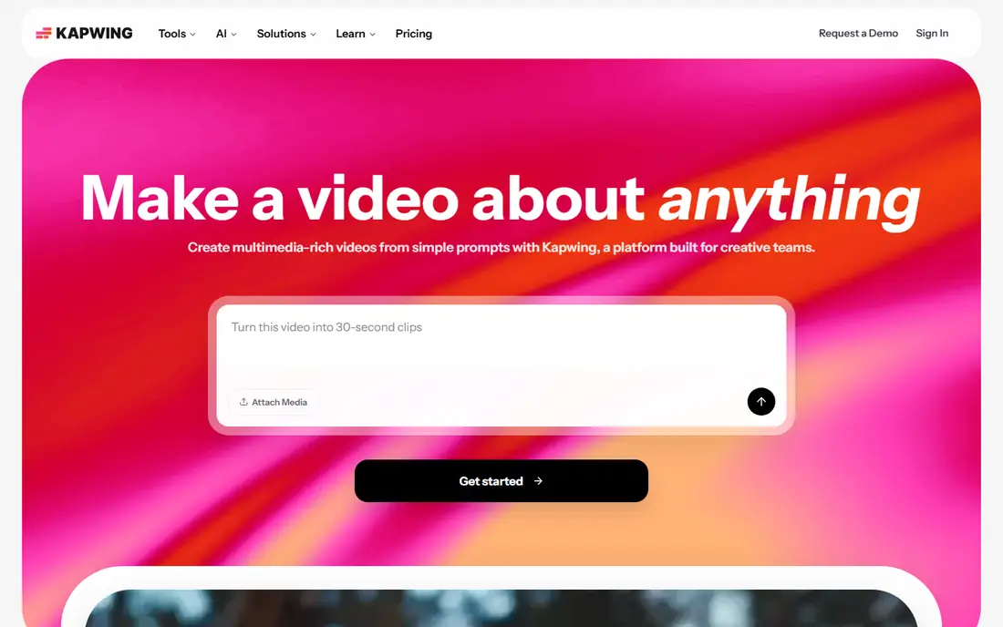 Kapwing homepage