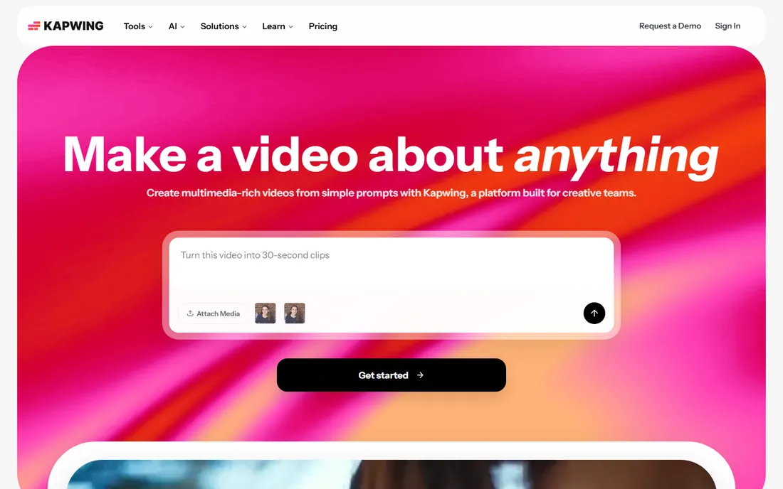 Kapwing homepage