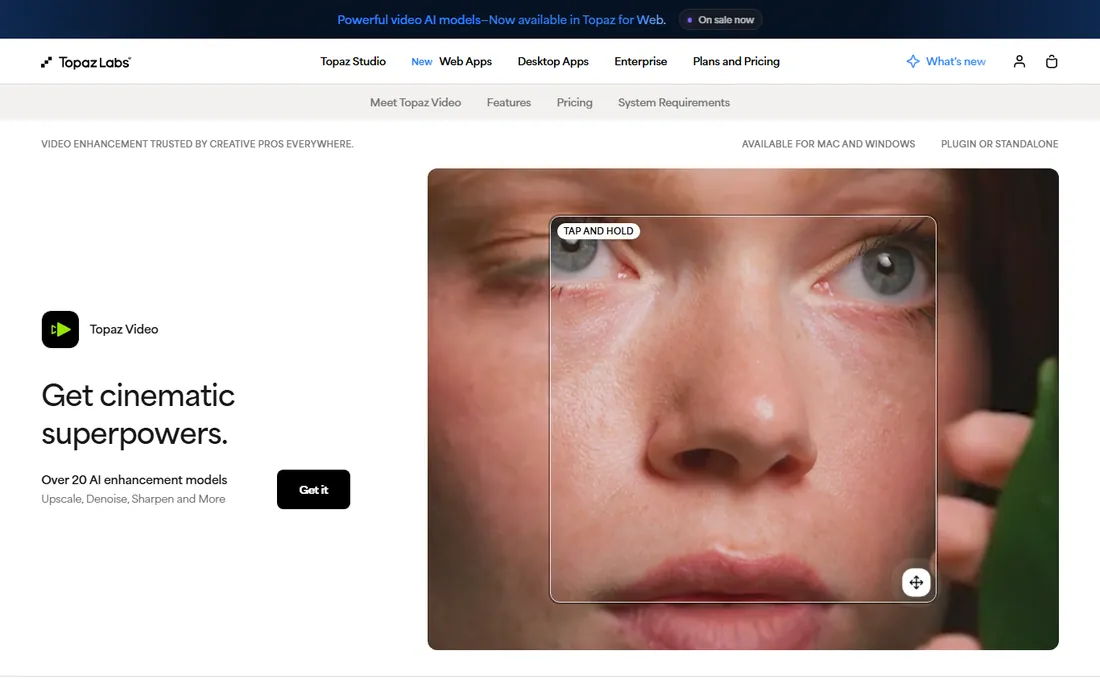Topaz Video homepage