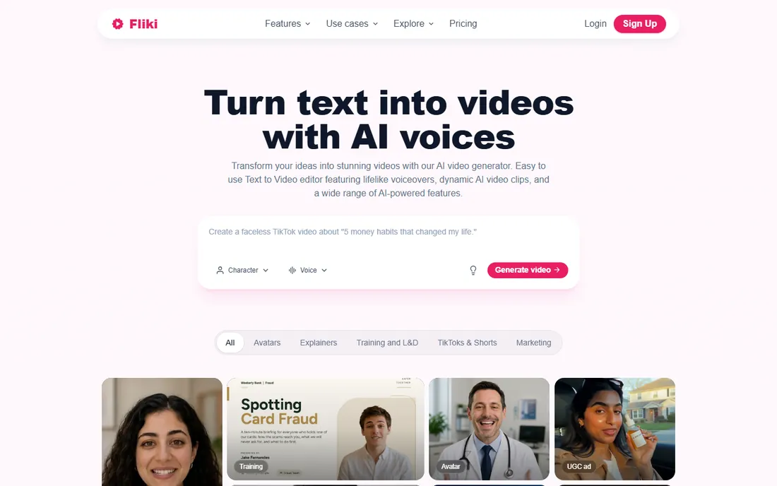 Fliki homepage
