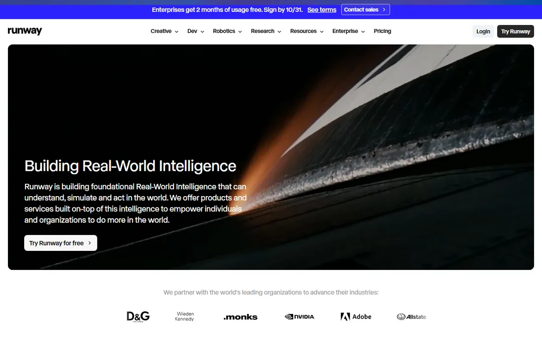 Runway homepage