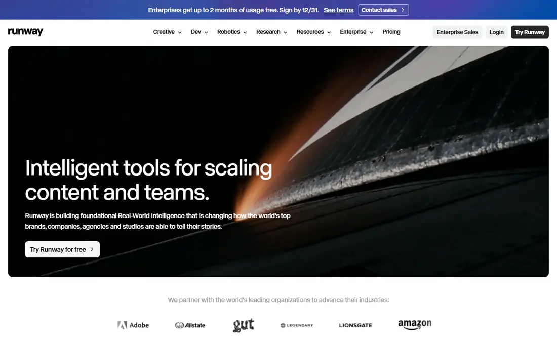 Runway homepage