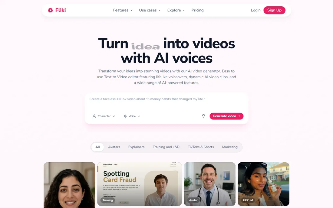 Fliki homepage