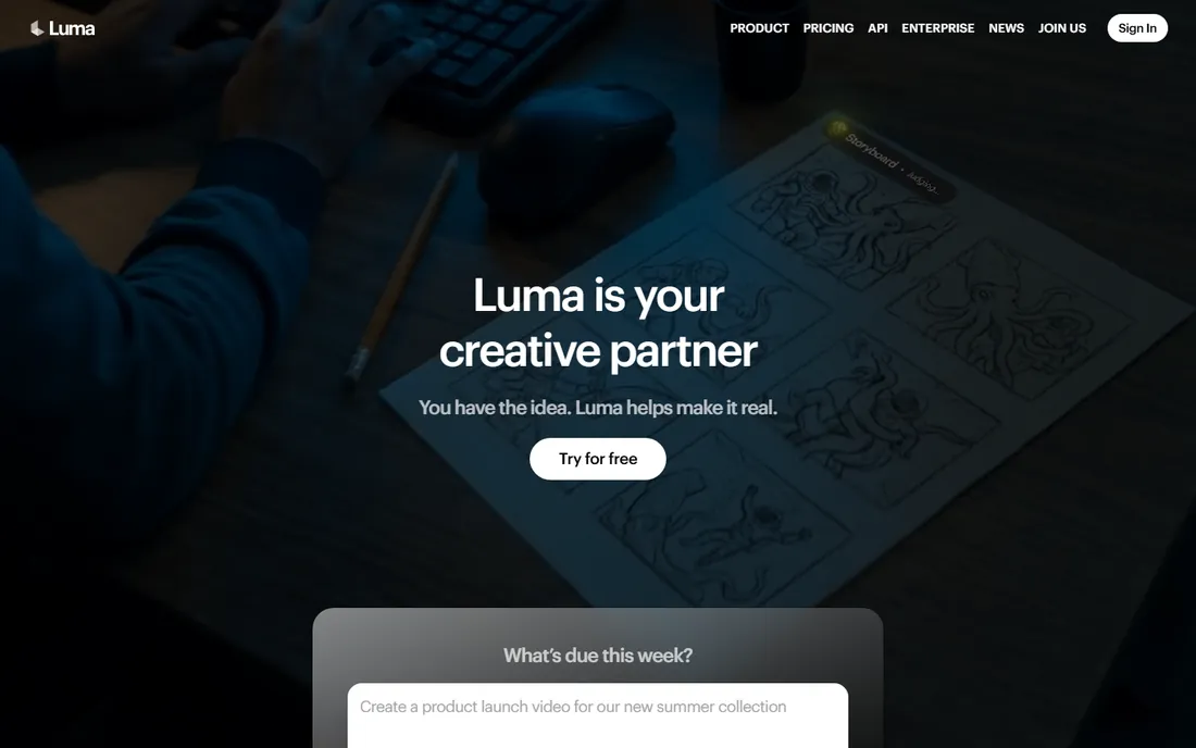 Luma homepage