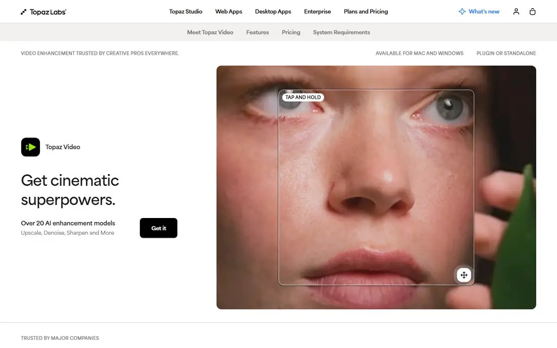 Topaz Video AI homepage