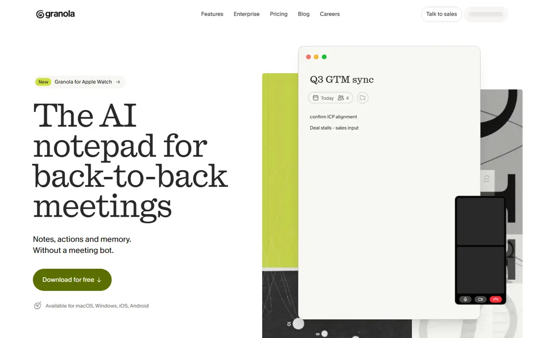 Granola homepage